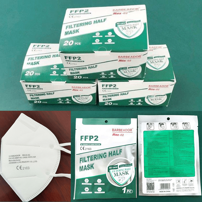 FFP2 Atemschutzmasken "BARBEADOR MAX 02 weiß" Doppelpack 40 St.